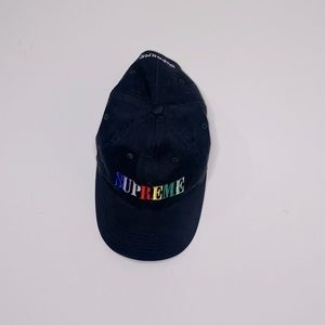 supreme baseball cap with rainbow lettering